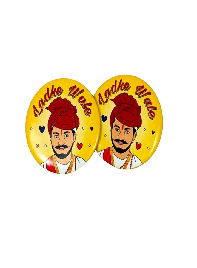 Evisha Set of 10 Ladkewale |Team Groom Wedding Badges Badges for Shadi Bachelor Party Reception Party and Events, Pin Button Badges Size 58mm - Image 1